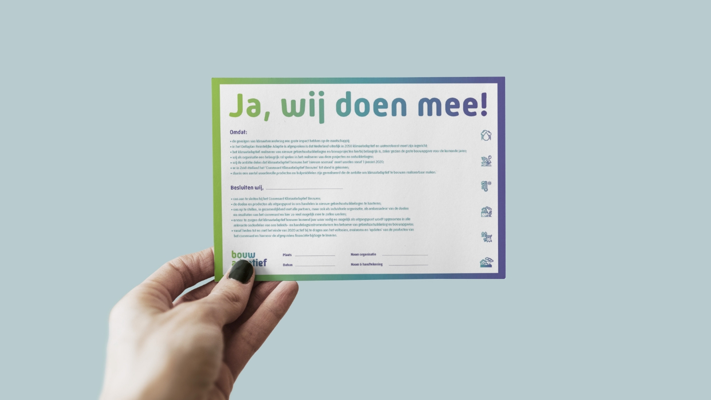 Bouw Adaptief - Kaartje 'Wij doen mee'