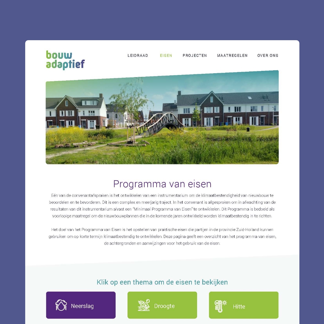 Bouw Adaptief - Website ontwerp Programma